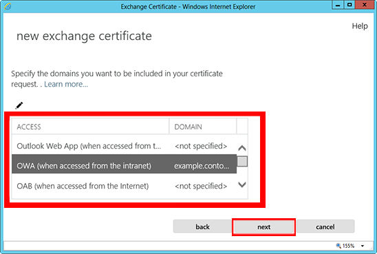 If you are doing a wildcard cert, you will skip this step. From the list, select the services which you plan on running securely by using Ctrl+Click to highlight the services.