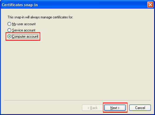 Select 'Computer Account.'