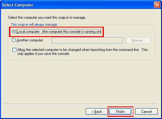 Select 'Local Computer.'