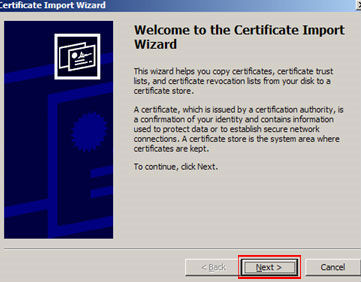 When the Certificate Import Wizard appears, click 'Next.'