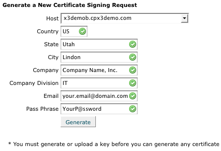 Click on 'Generate, view, or delete SSL certificate signing requests' and enter the appropriate information for your organization. Click 'Generate' and then copy and paste the CSR into your SSL request panel.